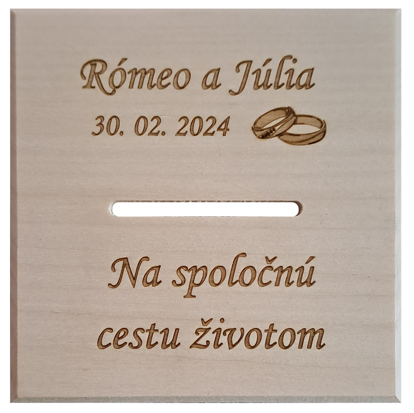 pokladnička s gravírom - svadobná